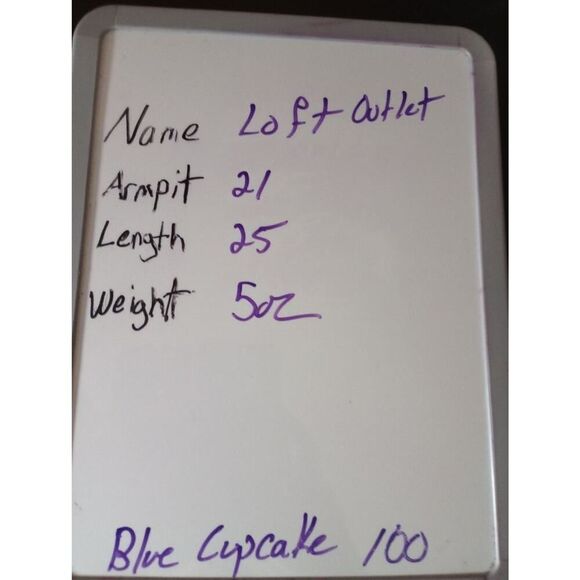 LOFT Outlet Shirt Ladies Medium‎ Blue White Blouse Capped Sleeve - Picture 7 of 7